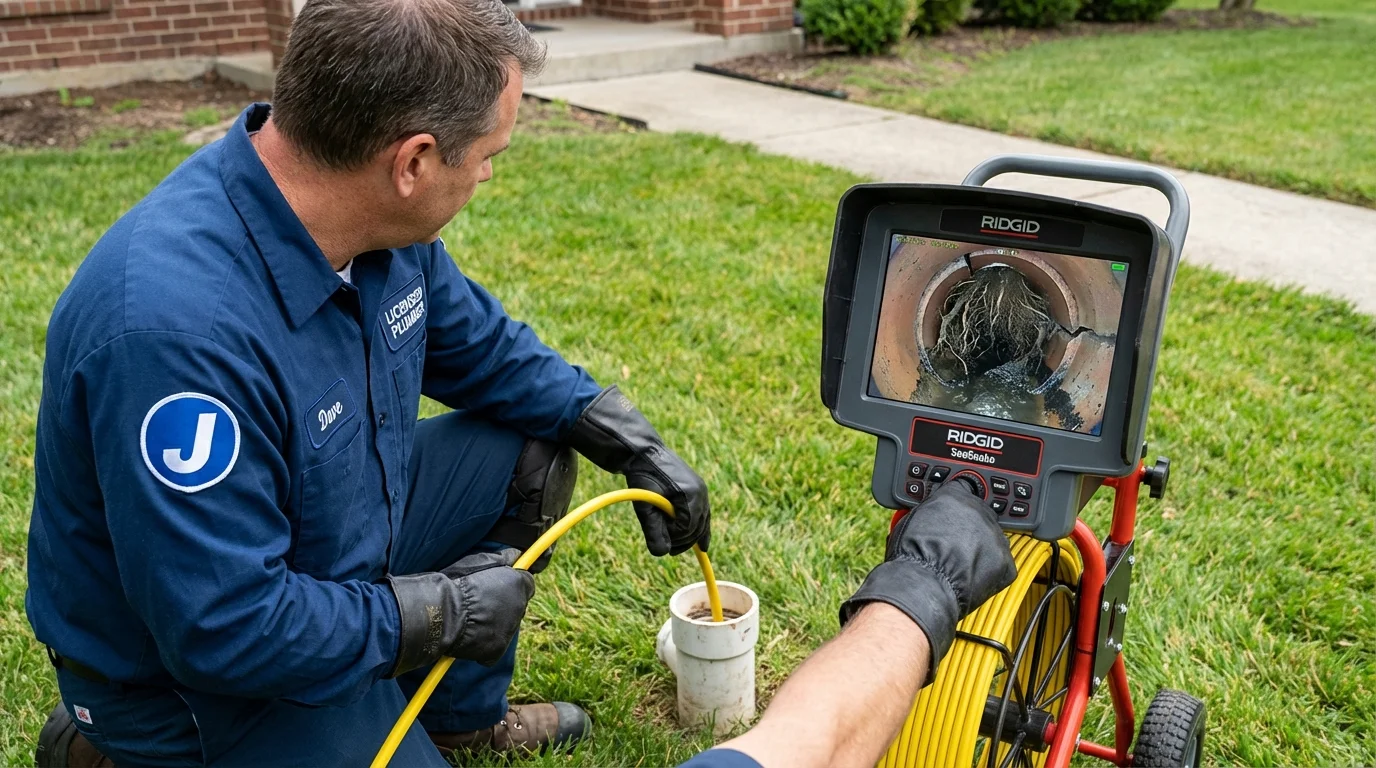 Sewer camera inspection being performed by Johns Plumbing LLC in Hamburg